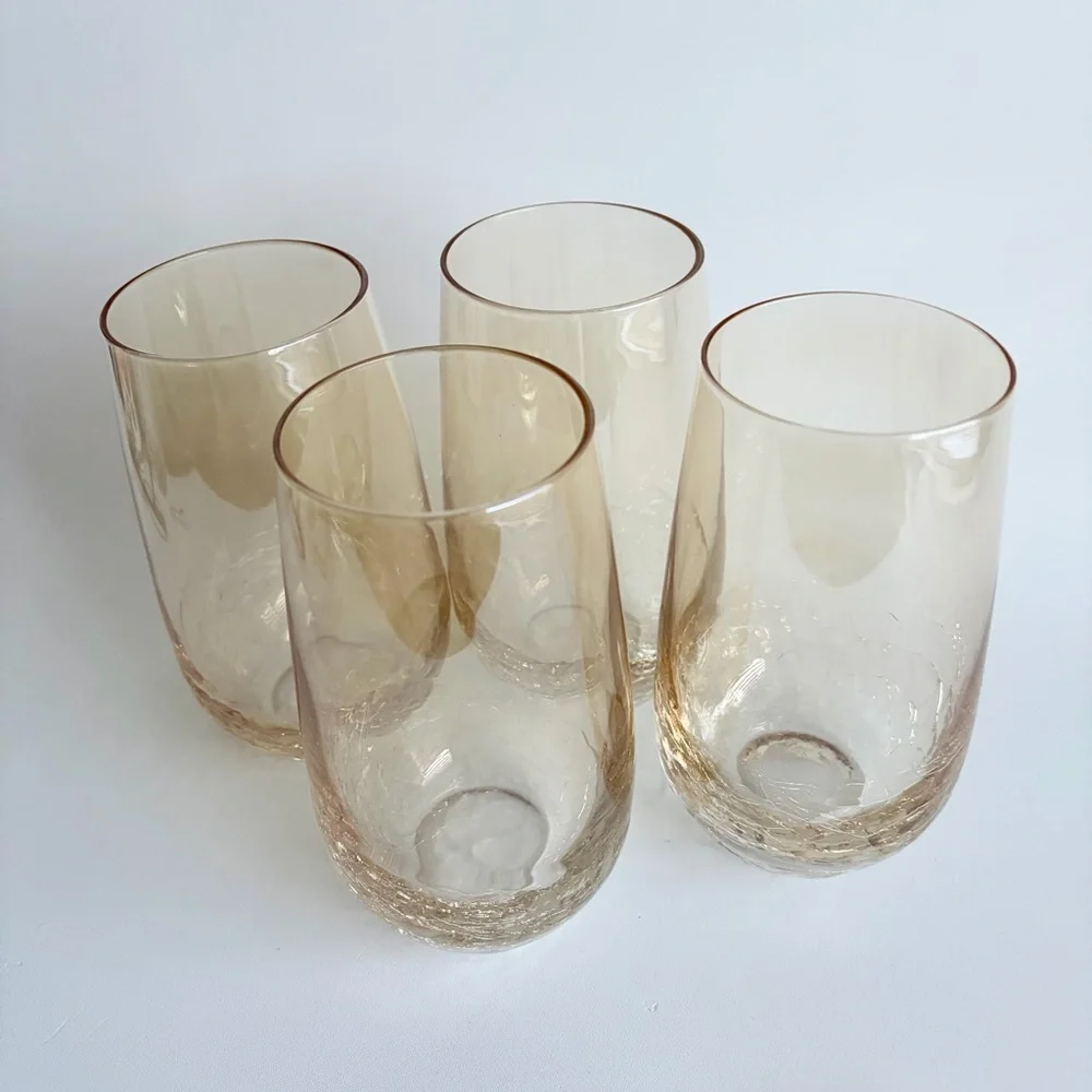 Pier 1 Imports | Amber Crackle Golden Luster Highball Glasses Set Of 4